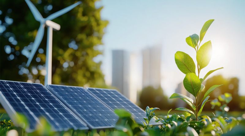 Solar and wind energy methods next to each other to support energy transition in US article