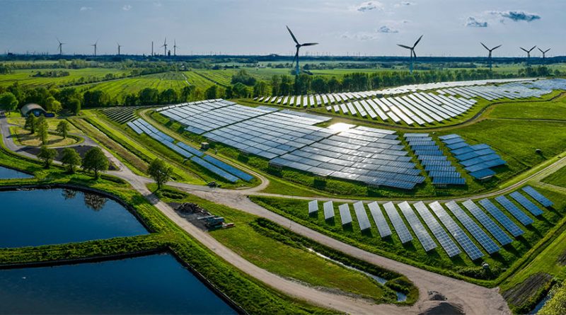 Solar panels and wind turbines across the Texas landscape contributing to growing electricity supply.