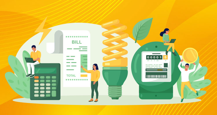 vector illustration that focuses on utility bills payment, electricity consumption, and energy management concepts